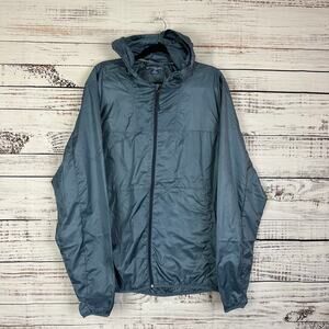 EUC Kyodan Outdoor Slate Blue Full Zip Windbreaker Nylon Hooded Jacket Size XL